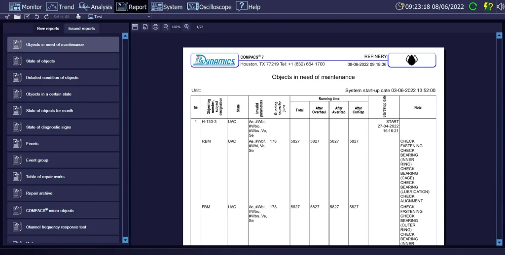 Report Mode of the COMPACS System
